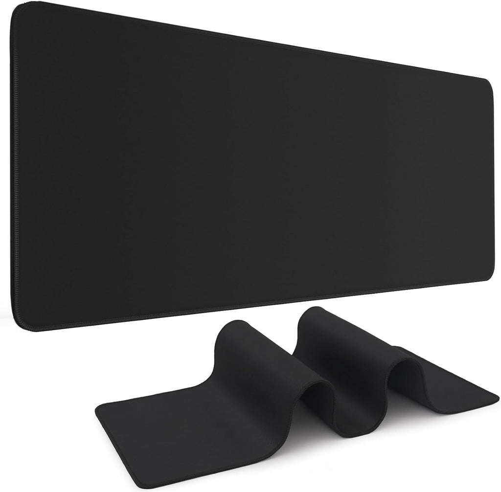 Gaming mouse pad. Black background with a white contour line pattern. Dimensions: 31.5 x 11.8 inches (XL).