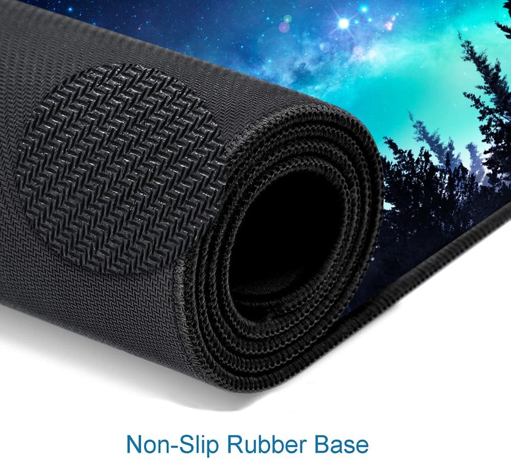 SANWUMIAN Gaming Large Mouse Pad with Stitched Edges. Galaxy Desk Mat. Extended Keyboard Pad. Non-Slip Rubber Base Desk Pad for Keyboard and Mouse. 31.5X11.8 inch. Moon Starry Sky
