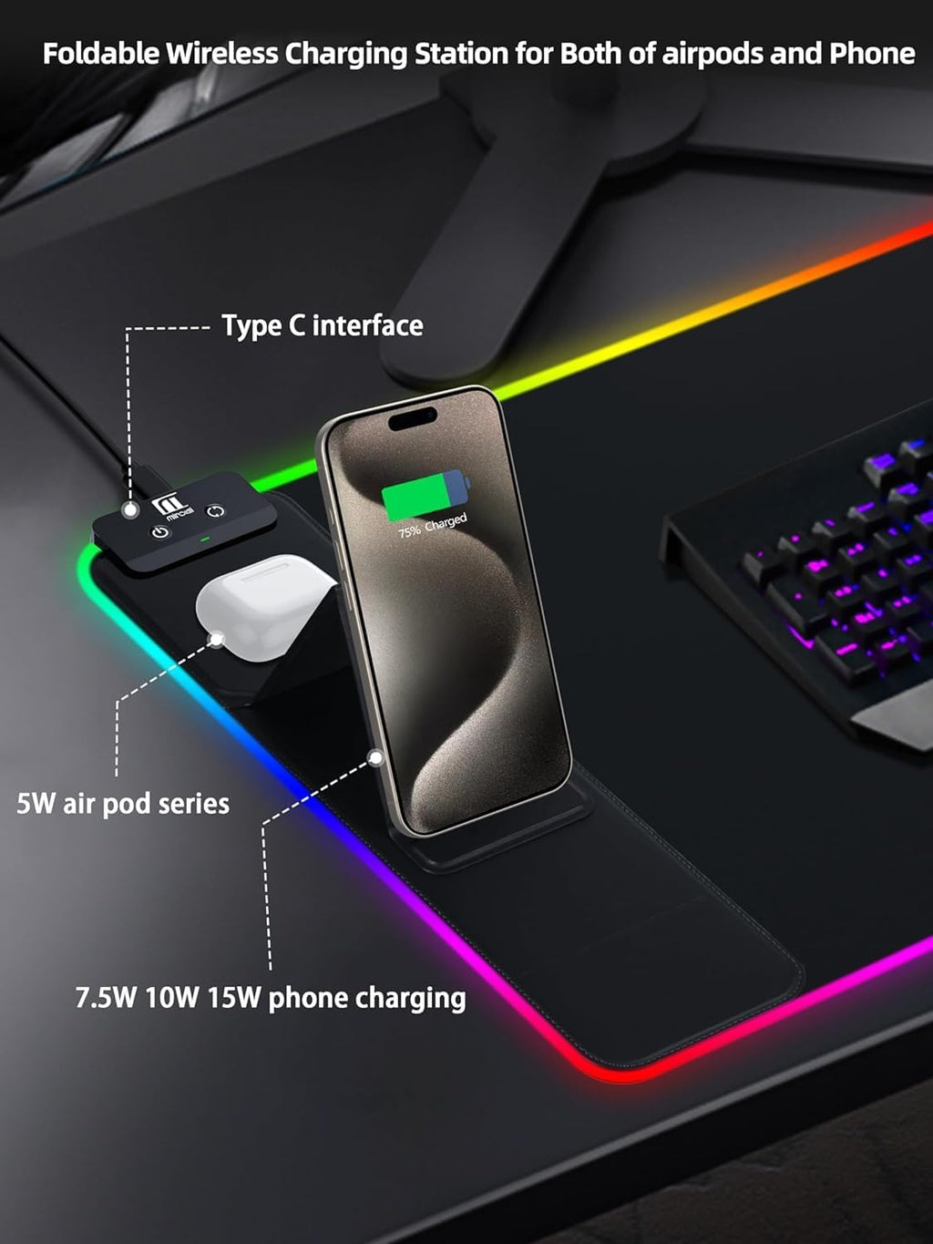 Mouse pad (with phone stand) – Black.