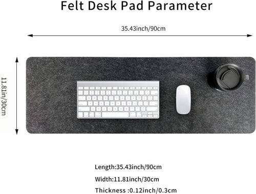 Felt Desk Mat | Computer Desk Mat (36 x 12 inches) | Large Felt Mouse Pad & Keyboard Mat