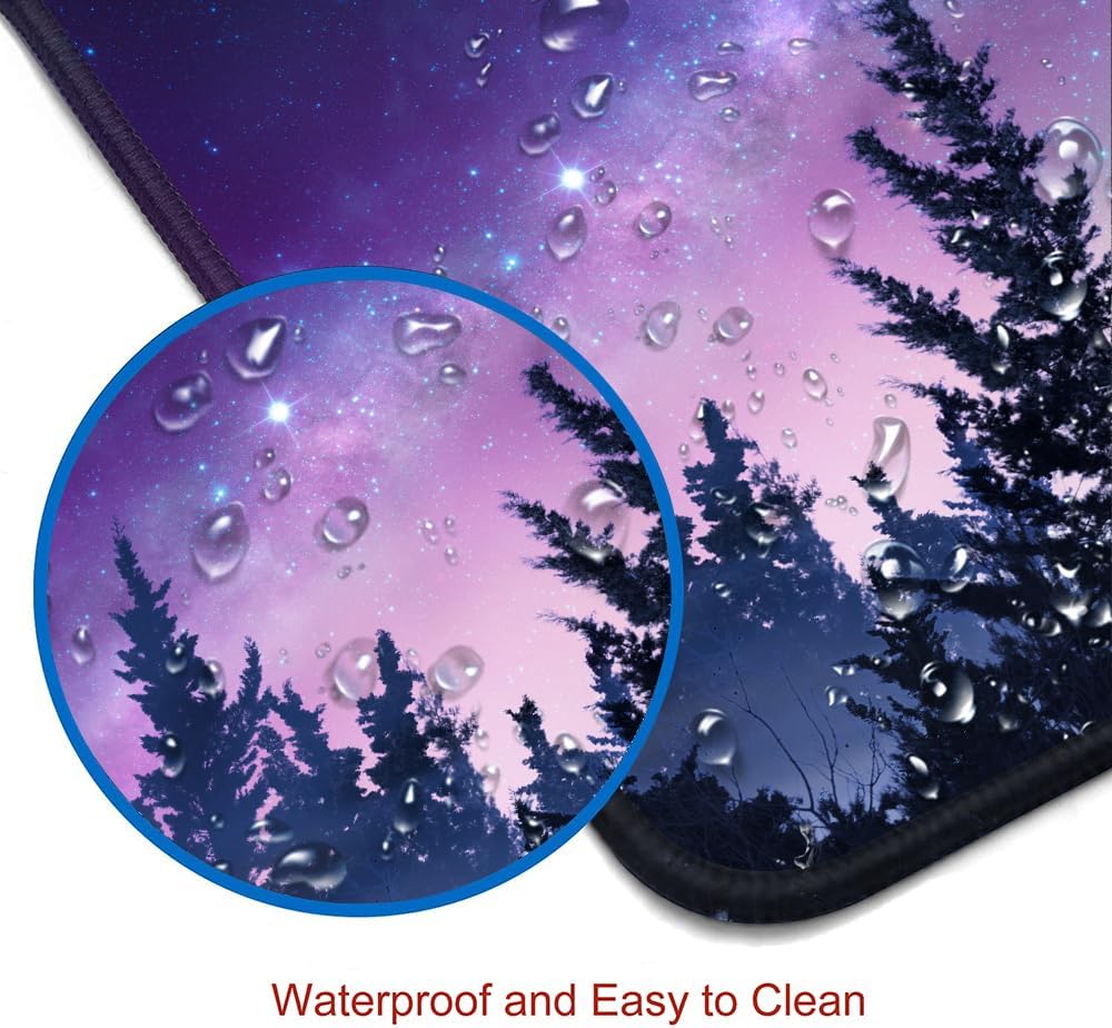 SANWUMIAN Gaming Large Mouse Pad with Stitched Edges. Galaxy Desk Mat. Extended Keyboard Pad. Non-Slip Rubber Base Desk Pad for Keyboard and Mouse. 31.5X11.8 inch. Moon Starry Sky
