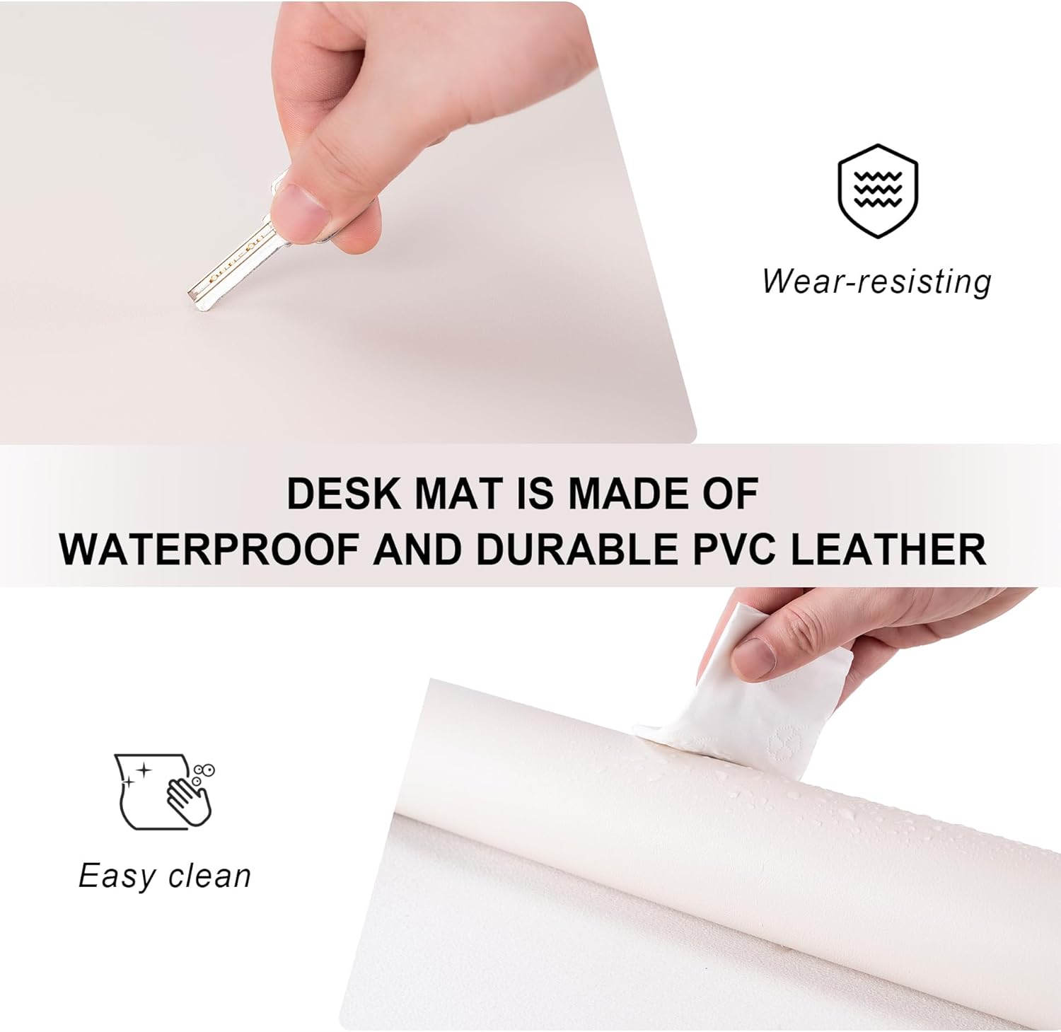 Leather Desk Mat — Large Non-Slip PU Leather Mouse Pad and Easy-to-Clean Desk Protector