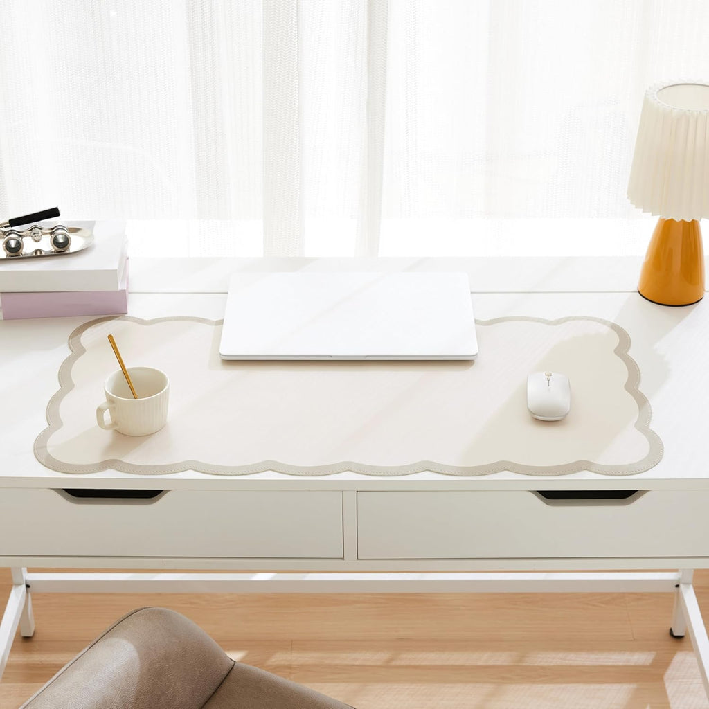 Fan-shaped side table mat (31.5 x 15.7 inches) — a large, cute accessory for your desktop.