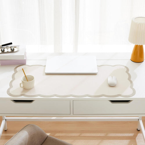 Fan-shaped side table mat (31.5 x 15.7 inches) — a large, cute accessory for your desktop.