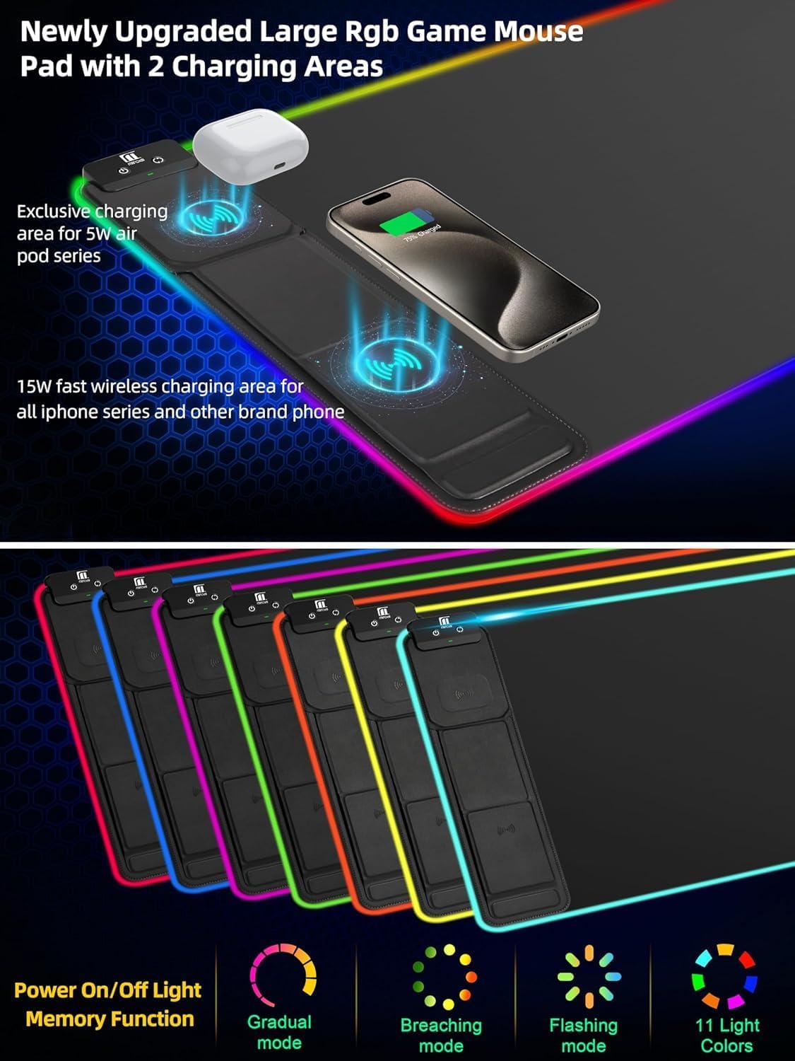 Mouse pad (with phone stand) – Black.