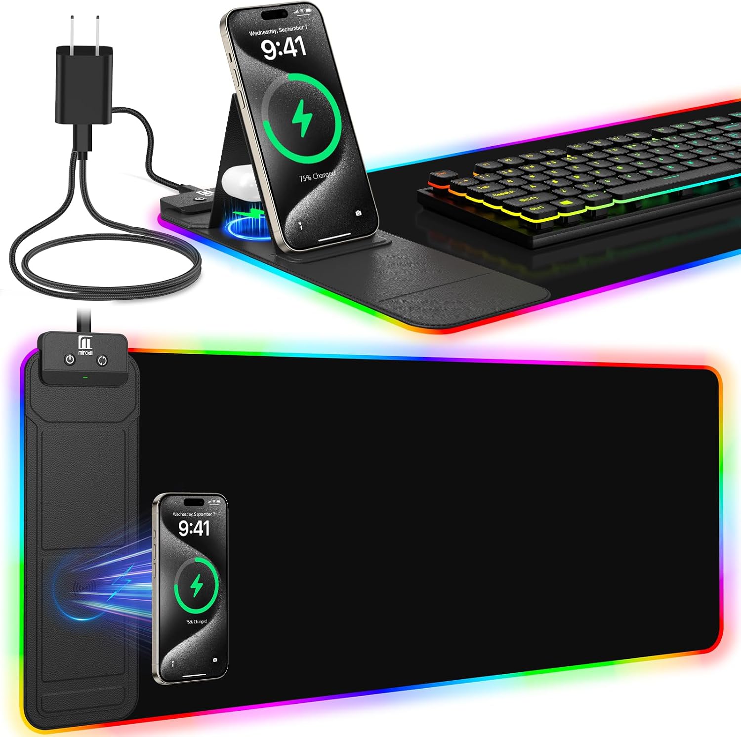 Mouse pad (with phone stand) – Black.