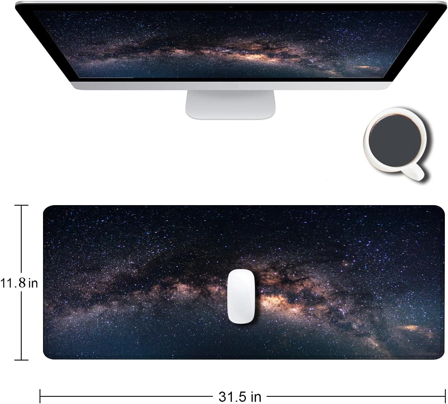 Large Stitched-Edge Gaming Mouse Pad – Starry Sky Pattern Desk Mat