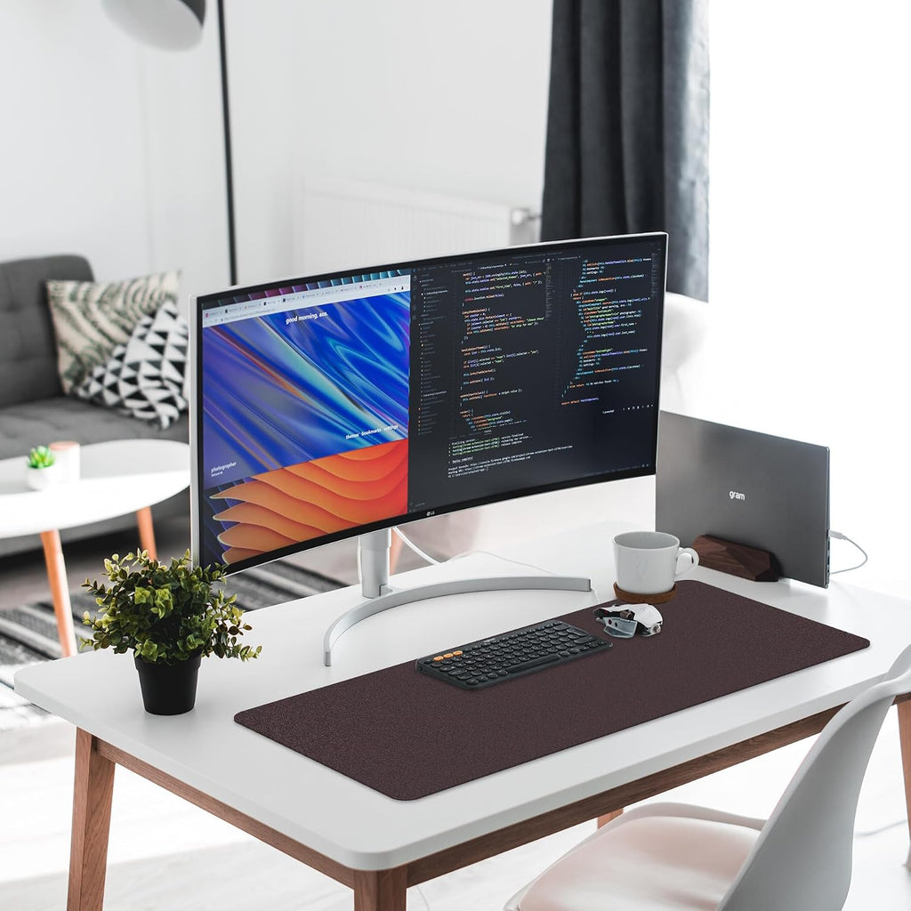 Leather Desk Mat — Large Non-Slip PU Leather Mouse Pad and Easy-to-Clean Desk Protector