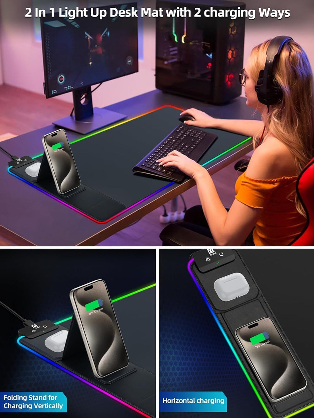 Mouse pad (with phone stand) – Black.