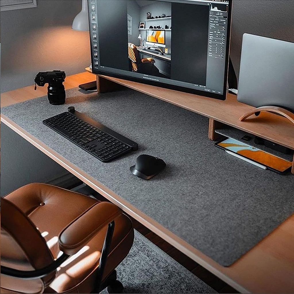 Felt Desk Mat | Computer Desk Mat (36 x 12 inches) | Large Felt Mouse Pad & Keyboard Mat