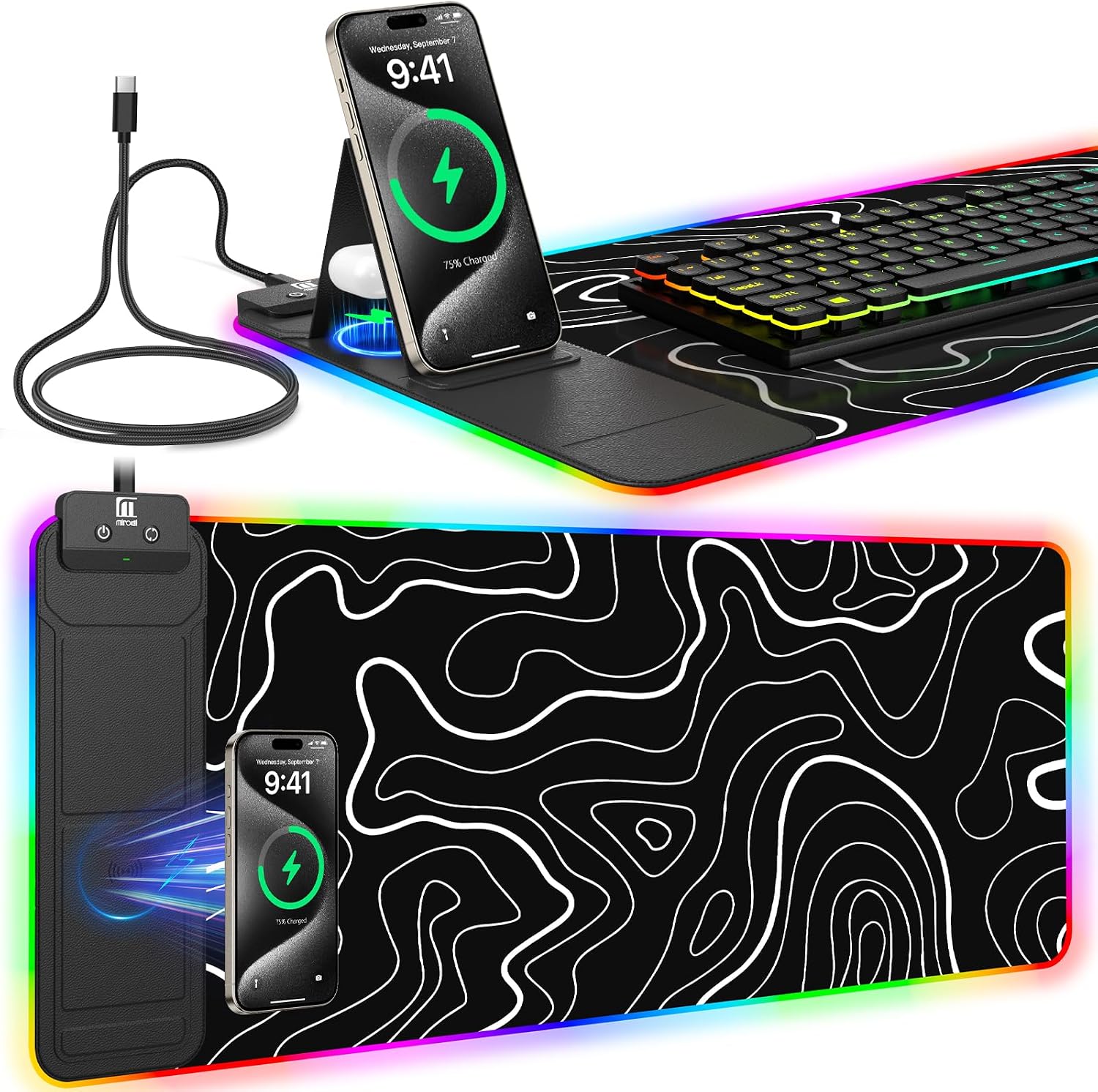 Mouse pad (with phone stand) – Black.