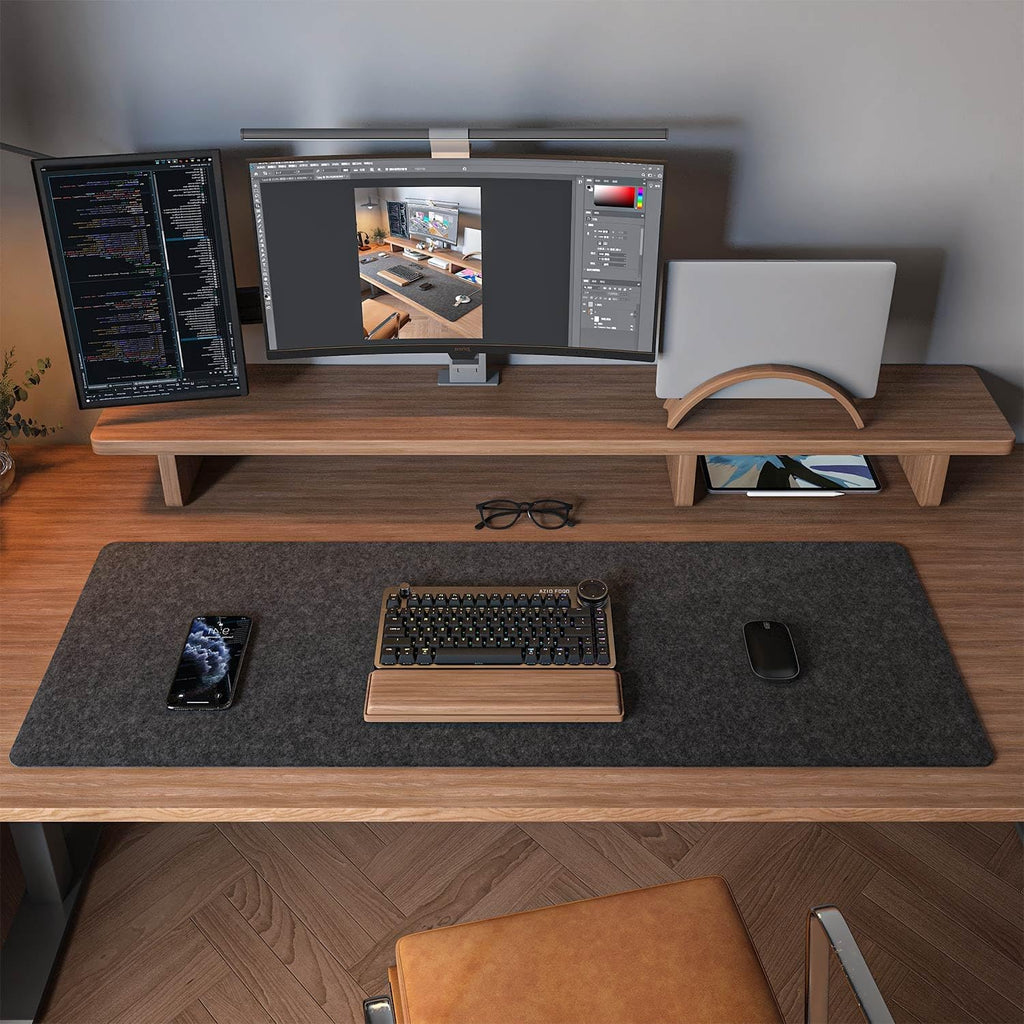 Felt Desk Mat | Computer Desk Mat (36 x 12 inches) | Large Felt Mouse Pad & Keyboard Mat