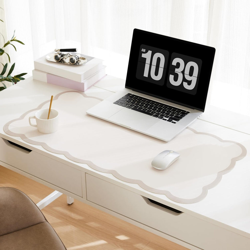 Fan-shaped side table mat (31.5 x 15.7 inches) — a large, cute accessory for your desktop.