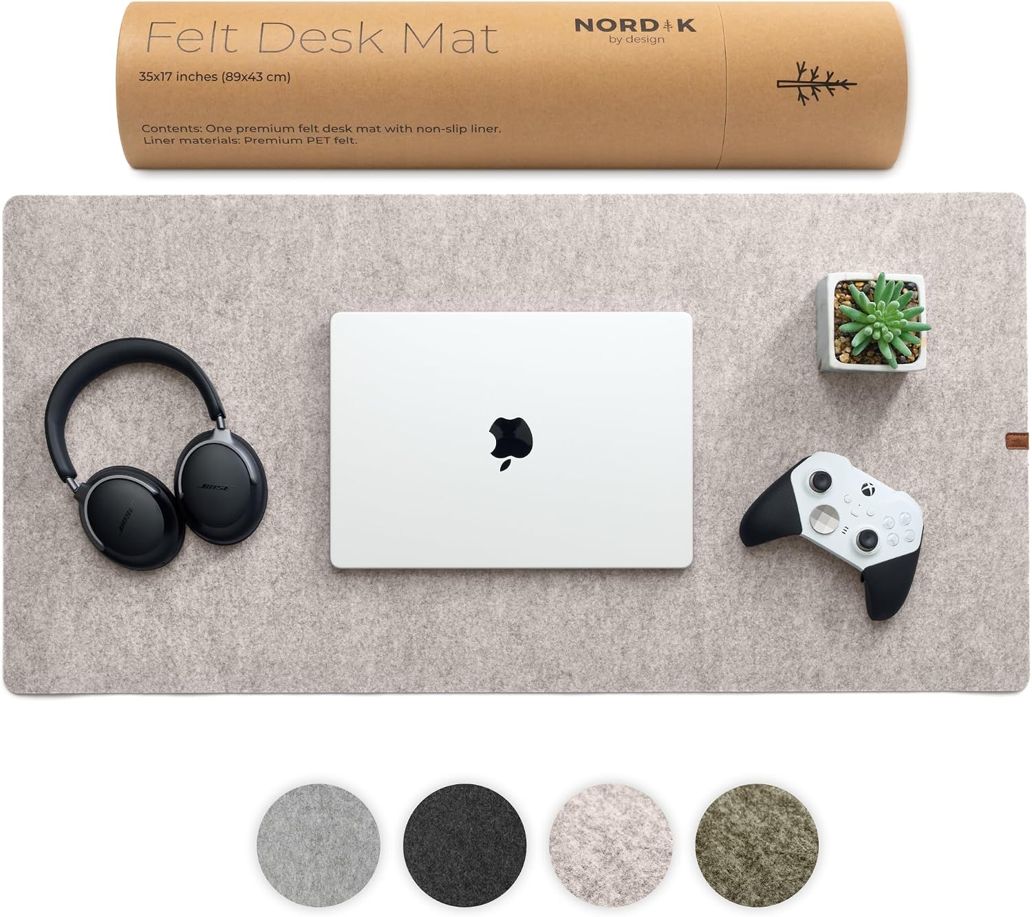 Large Felt Desk Mat – Forest Moss Green – 35 x 17 Inches