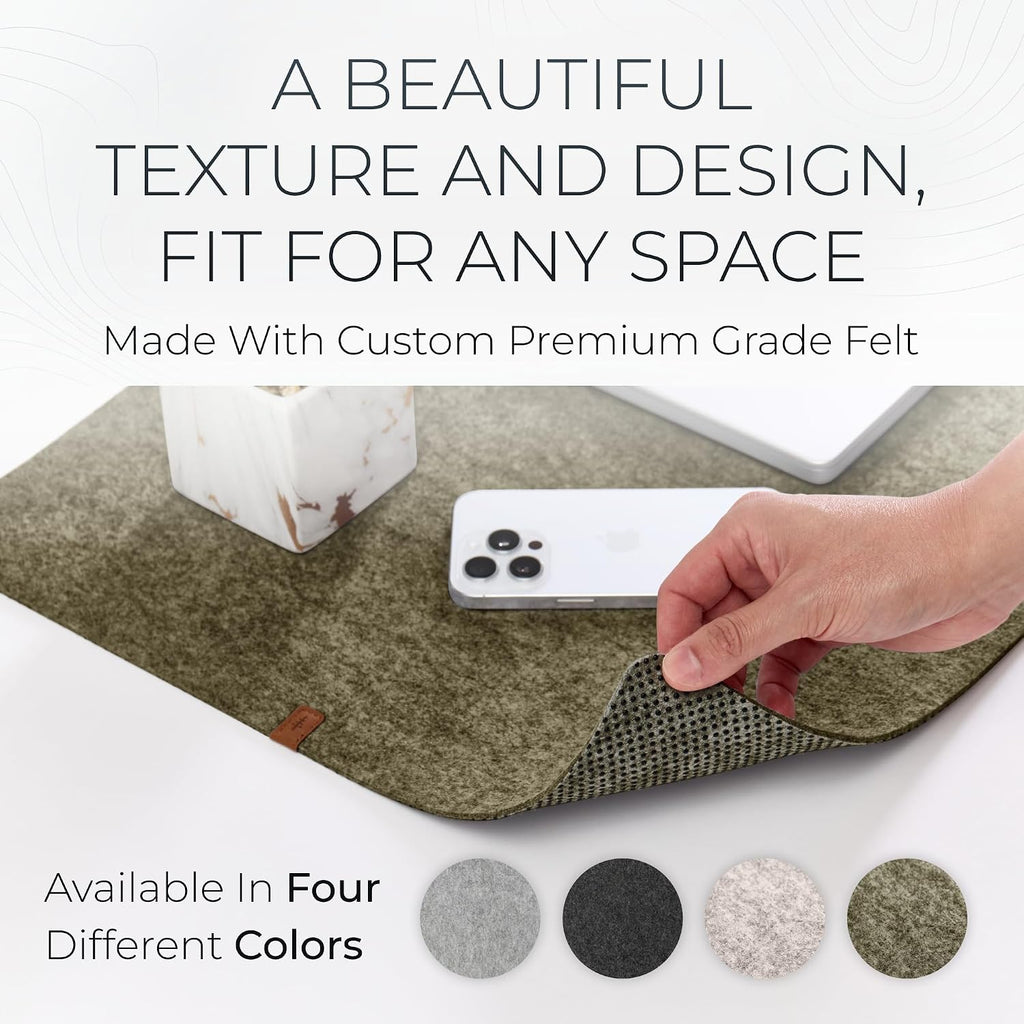 Large Felt Desk Mat – Forest Moss Green – 35 x 17 Inches