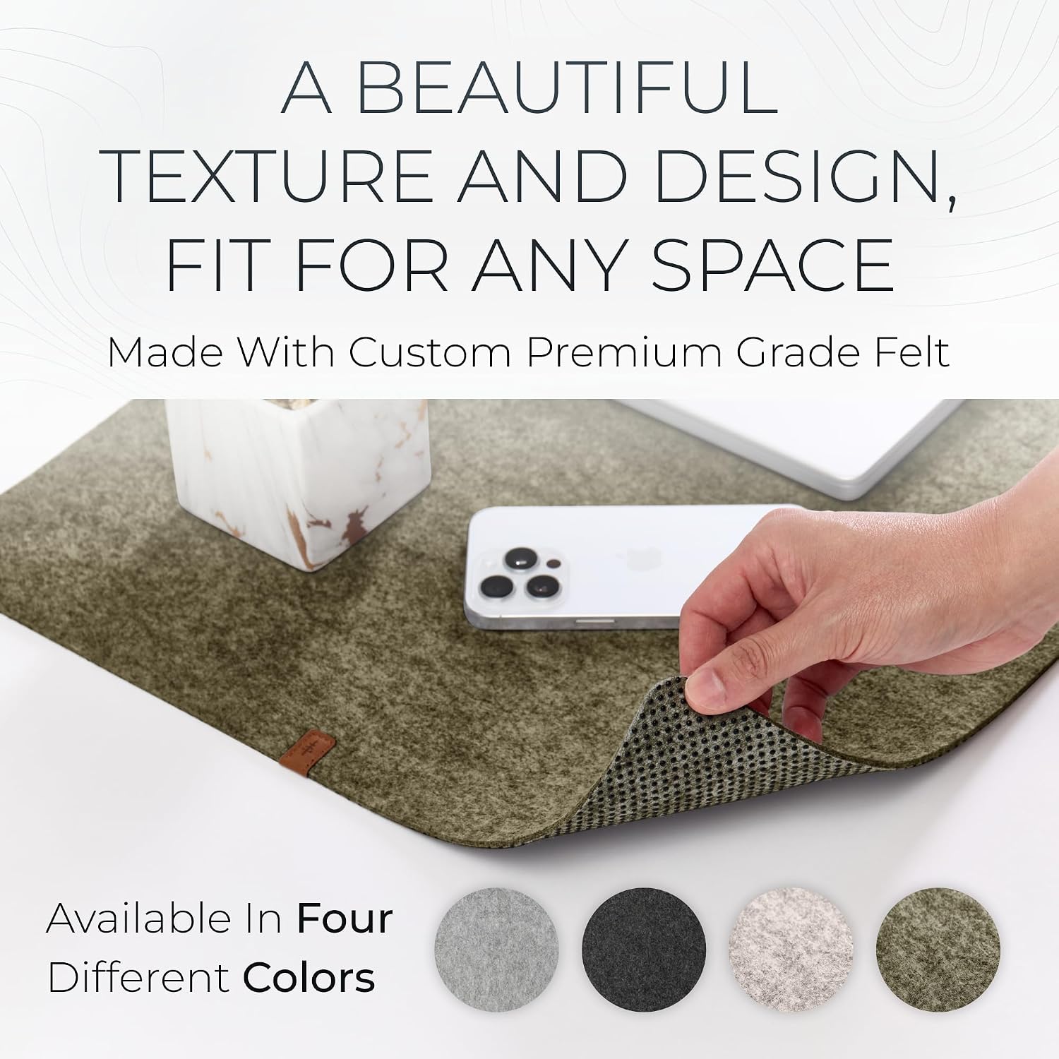 Large Felt Desk Mat – Forest Moss Green – 35 x 17 Inches