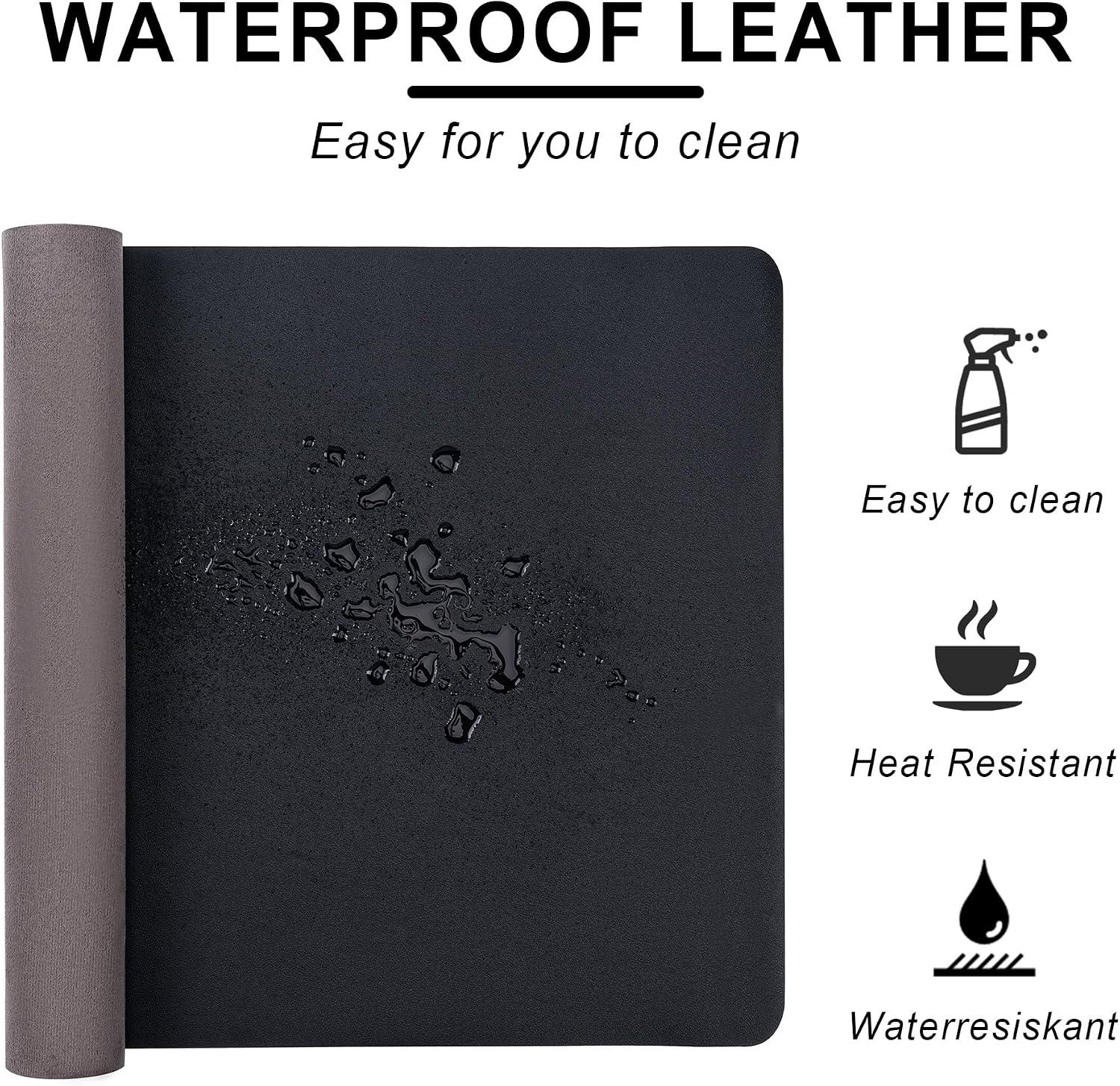 Leather Desk Mat — Large Non-Slip PU Leather Mouse Pad and Easy-to-Clean Desk Protector